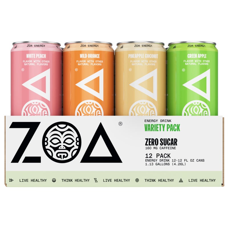 ZOA Zero Sugar Energy Drinks, Remix Variety Pack - Sugar Free with Electrolytes, Healthy Vitamin C, Amino Acids, Essential B-Vitamins, and Caffeine from Green Tea - 12 Fl Oz (Pack of 12) - Image 1